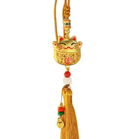 Lucky Cat Car Rearview Mirror Charm with Tassel