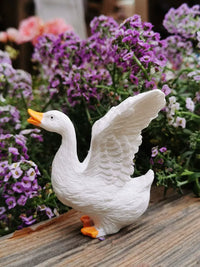Outdoor Garden Pond Decor Drinking Duck Goose Figurines Patio Balcony Ornament