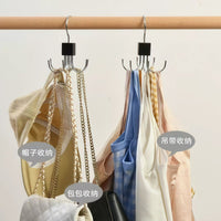Solid Wood Tie Hanger with 6 Hooks for Closet Organization