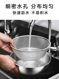 Stainless Steel Colander and Basin Set for Kitchen, Rice Washing, Fruit Draining, and Vegetable Cleaning