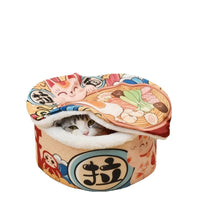 Cozy Enclosed Pet Bed for Cats and Small Dogs, Warm Plush Winter Cat Cave