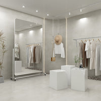 Stainless Steel Full Length Mirror with Adjustable Stand for Home and Retail