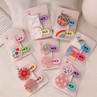 Korean Style Geometric Color Block Acrylic Hair Clips for Kids and Girls