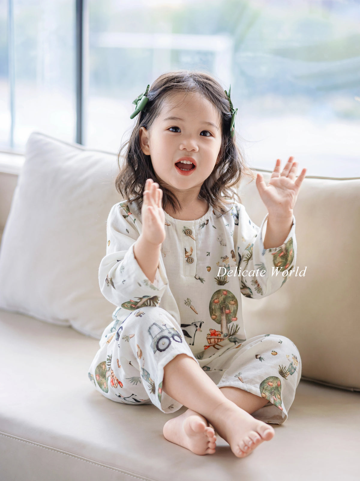 Kids' Bamboo Cotton Gauze Pajama Set for All Seasons, Parent-Child Homewear for Boys and Girls