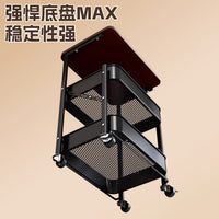 Vintage Style Foldable Storage Cart with Adjustable Tabletop, Snack Organizer, Bedside Table, Sofa Side Table, Coffee Table