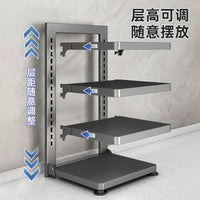 Foldable Multi-layer Pot and Pan Organizer Rack for Kitchen Countertop or Under Sink Storage