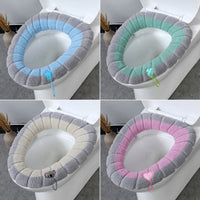 Knitted Toilet Seat Cover Cushion for All Seasons, Thickened Washable Toilet Seat Pad