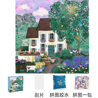 Square Christmas Snow Scene Jigsaw Puzzle 500 Pieces with Gold Foil Reflective Finish, Stress Relief Educational Toy Gift