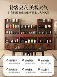 New Chinese Solid Wood Display Shelf Multi-layer Storage Cabinet for Living Room Teahouse