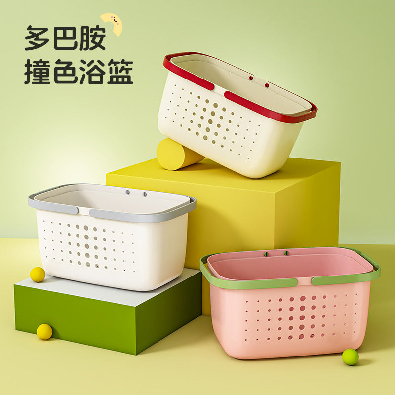 Portable Shower Caddy Basket with Drainage Holes for Bathroom and Dorm