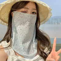 Summer UV Protection Neck Gaiter Face Mask for Women, Breathable Ice Silk Sunscreen Scarf