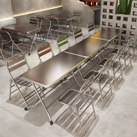 Industrial Style Stainless Steel Folding Dining Table and Chair Set for Restaurants and Outdoor Use