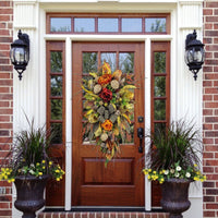 Autumn Harvest Festival Leopard Print Wreath for Door Decoration