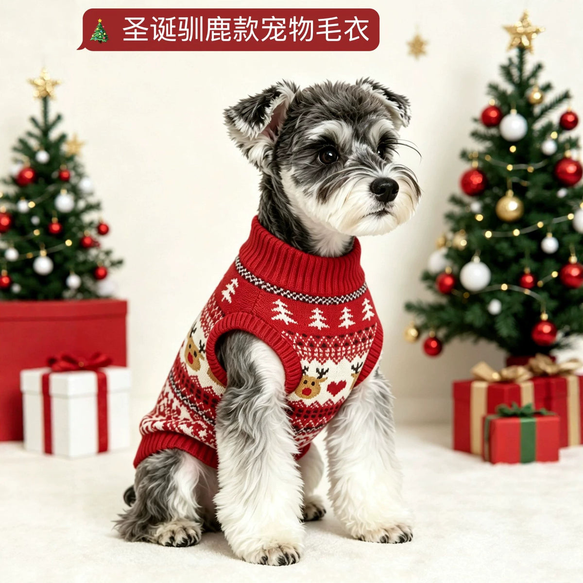 Fair Isle Jacquard Pet Sweater for Dogs - Thickened Christmas Warm Knitwear