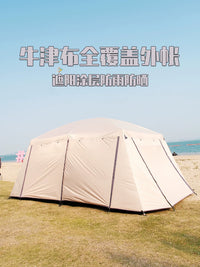 Large Outdoor Camping Tent Double Layer Thickened Rainproof Sunscreen Family Multi-Person Tent