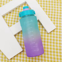 Large Capacity Sports Water Bottle with Straw - 2L Frosted Gradient Portable Drink Bottle for Men and Women