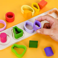 Montessori Geometric Stacking Blocks for Toddlers, Educational Wooden Puzzle Toy for Early Learning