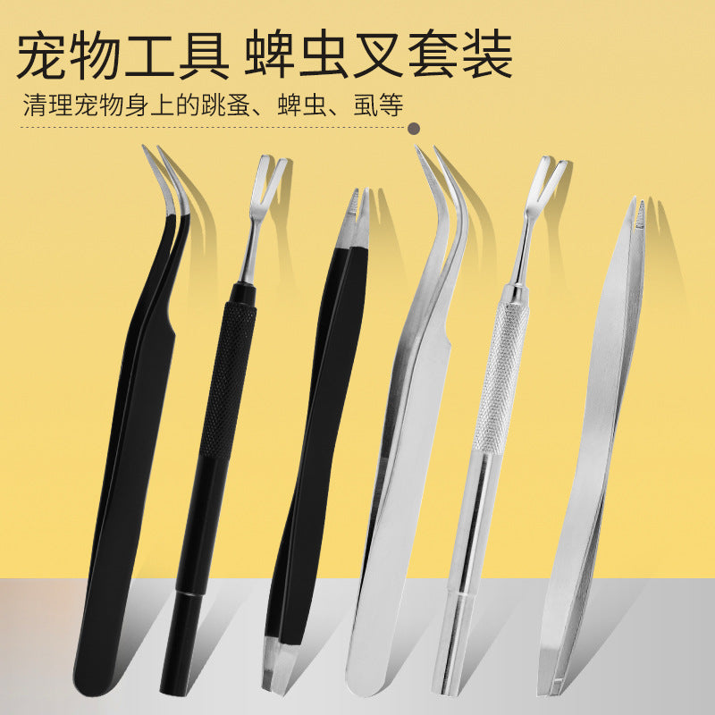 Stainless Steel Tick Remover Tool Set for Pets - 3 Pieces