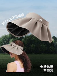 Banana Under Shell Sun Visor Hat for Women, Large Brim UV Protection Outdoor Sun Hat