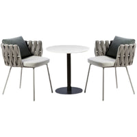 Outdoor Patio Garden Aluminum Wicker Bistro Set with Round Table and Chairs for Balcony Cafe