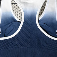 High Elastic Gradient Color Sports Bra with Wide Straps and Ribbed Design
