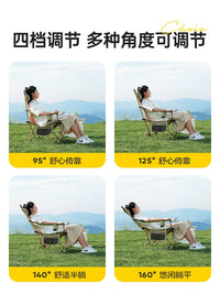 Portable Folding Recliner with Detachable Footrest for Outdoor Camping and Office Naps