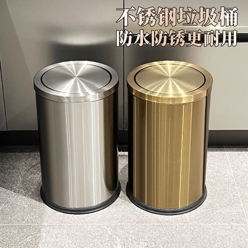 Stainless Steel Swing Lid Trash Can for Home, Office, and Hotel