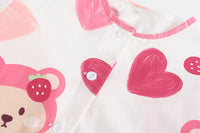 Kids' Cartoon Print 100% Cotton Pajama Set Long Sleeve Button-Down Top and Pants