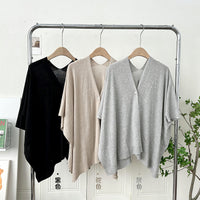 Women's Sun Protection Shawl Cardigan with Buckle - Lightweight Solid Color Knit Cape for Summer