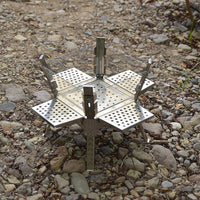 Outdoor Camping Fire Pit Stainless Steel Portable Folding Bonfire Stand with Microcrystalline Glass