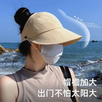 Women's Summer Sun Protection Visor Hat with Wide Brim and Neck Flap