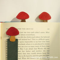 Mushroom Head Leather Bookmark, Minimalist Contrast Color Book Clip for Students