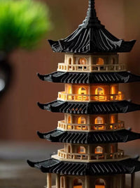 Miniature Pagoda with LED Light for Micro Landscape Aquariums and Bonsai