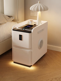 Smart Nightstand, Ultra-Narrow Bedside Table for Small Spaces, Modern Minimalist Solid Wood, No Assembly Required