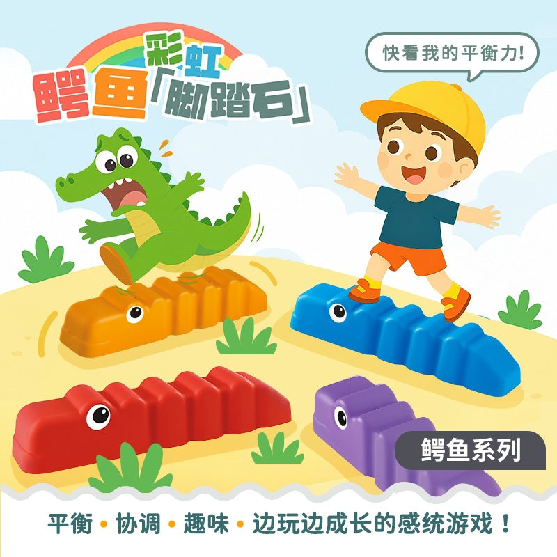 Kids' Crocodile Rainbow Stepping Stones for Balance Training and Sensory Play