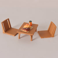 Miniature Japanese Style Table and Chair Set for BJD Dollhouse Decor