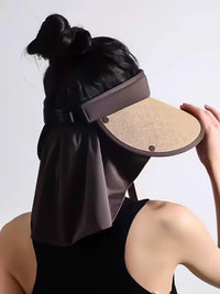 Women's Summer Sun Visor Hat with Wide Brim and Detachable Neck Flap, Foldable UV Protection