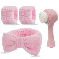 Silicone Facial Cleansing Brush Set with Headband and Wristbands for Sensitive Skin