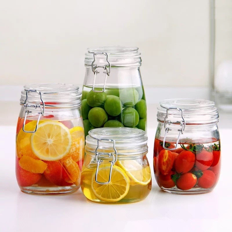 Food-Grade Glass Storage Jar with Spigot for Grains, Nuts, Coffee, Tea, and Honey