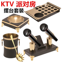 Stainless Steel Black Gold Bar KTV Party Desktop Microphone Stand Fruit Plate Set Ice Bucket
