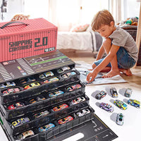 Die-Cast Pull-Back Car Toy Set with Container Truck Storage Box for Boys