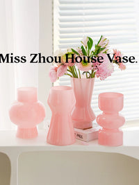 Modern Minimalist Glass Vase for Living Room Dining Table Decor, French Vintage Cream Style Flower Arrangement Ornament