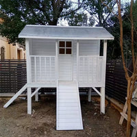 Kids Outdoor Wooden Playhouse with Slide for Garden and Yard
