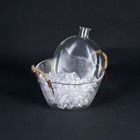 Vintage Glass Ice Bucket with Rope Handle - Insulated Fruit Bowl & Beverage Tub for Restaurants & Outdoor Use