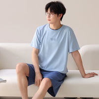 Men's Lyocell Short Sleeve & Shorts Pajama Set Casual Loungewear