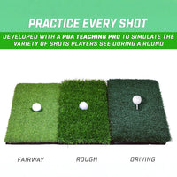Golf Hitting Mat 3-in-1 Folding Practice Mat with Triple Turf for Driving and Chipping