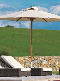 Outdoor Patio Umbrella with Wood Grain Finish, Heavy-Duty Windproof Sunshade for Beach and Resort
