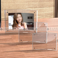 Creative Curved Transparent Acrylic Magnetic Photo Frame for Couples, Double-Sided Display