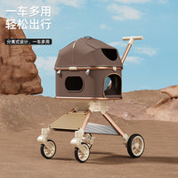 Pet Stroller One-Key Foldable Aluminum Alloy Shock-Absorbing Lightweight for Small Dogs and Cats