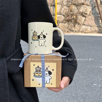Cute Cartoon Puppy Birthday Cake Mug with Spoon, High Aesthetic Value, Home Gift for Festivals